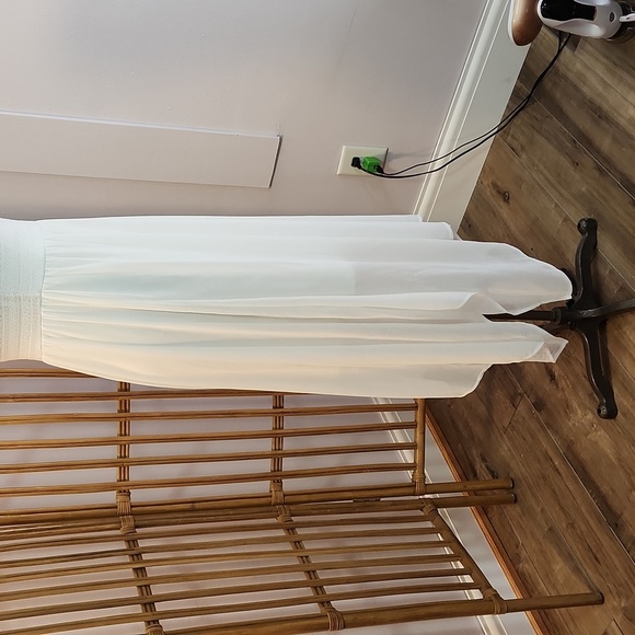 Divided H&M white sheer dress flowy knit top sz 12 asymmetrical hem slip dress - Picture 4 of 12